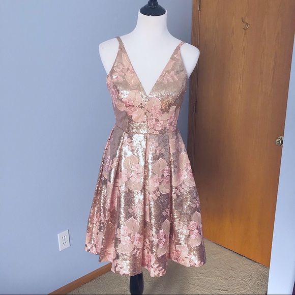 Dress the Population Dresses & Skirts - Dress the Population Rose Gold Sequin Dress